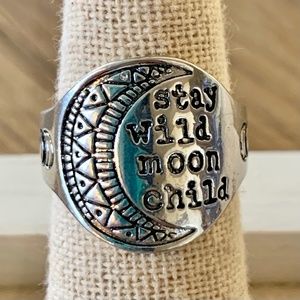 Silver "Stay Wild Moon Child" Ring NEW
